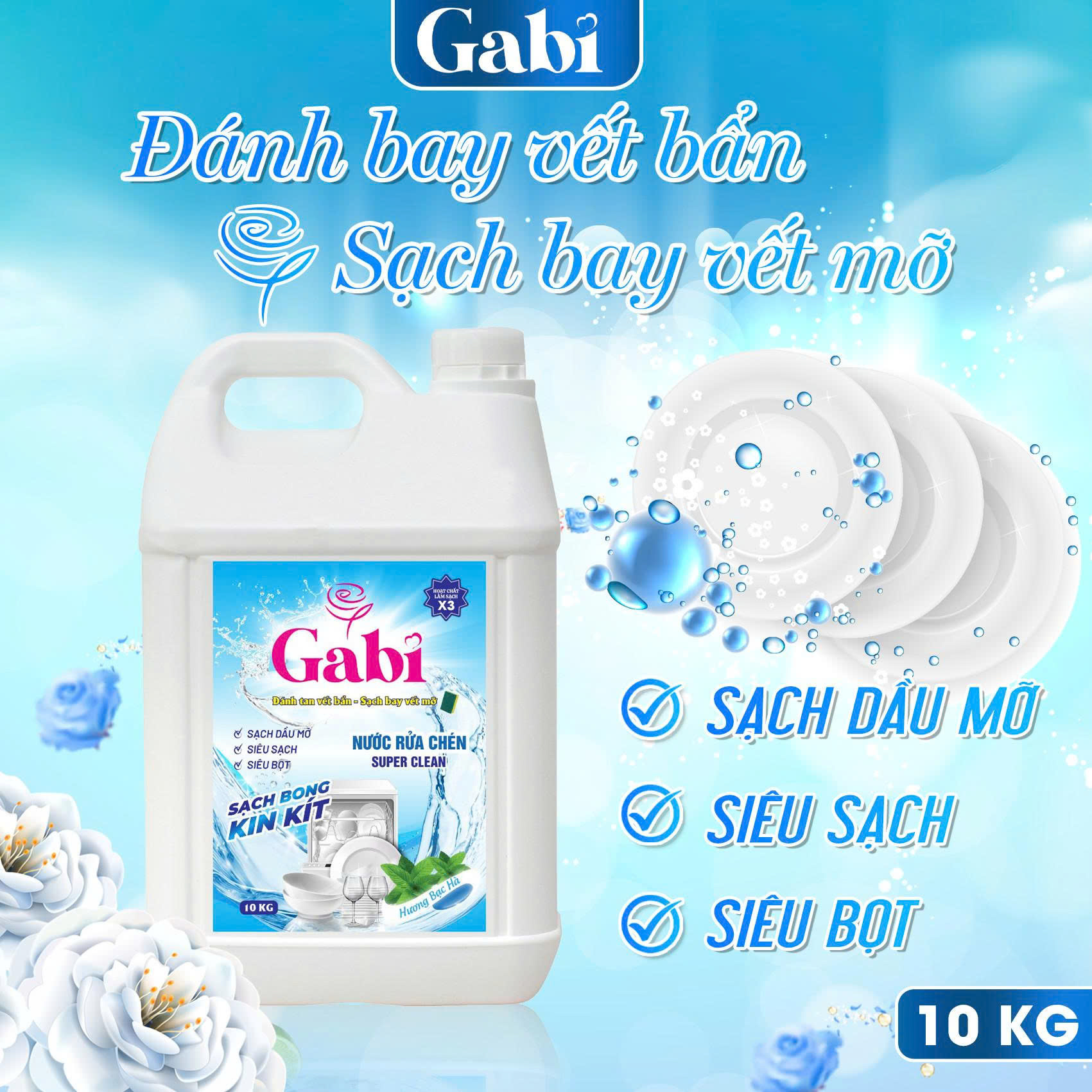 Rửa chén Gabi CHANH/Bạc Hà 10L