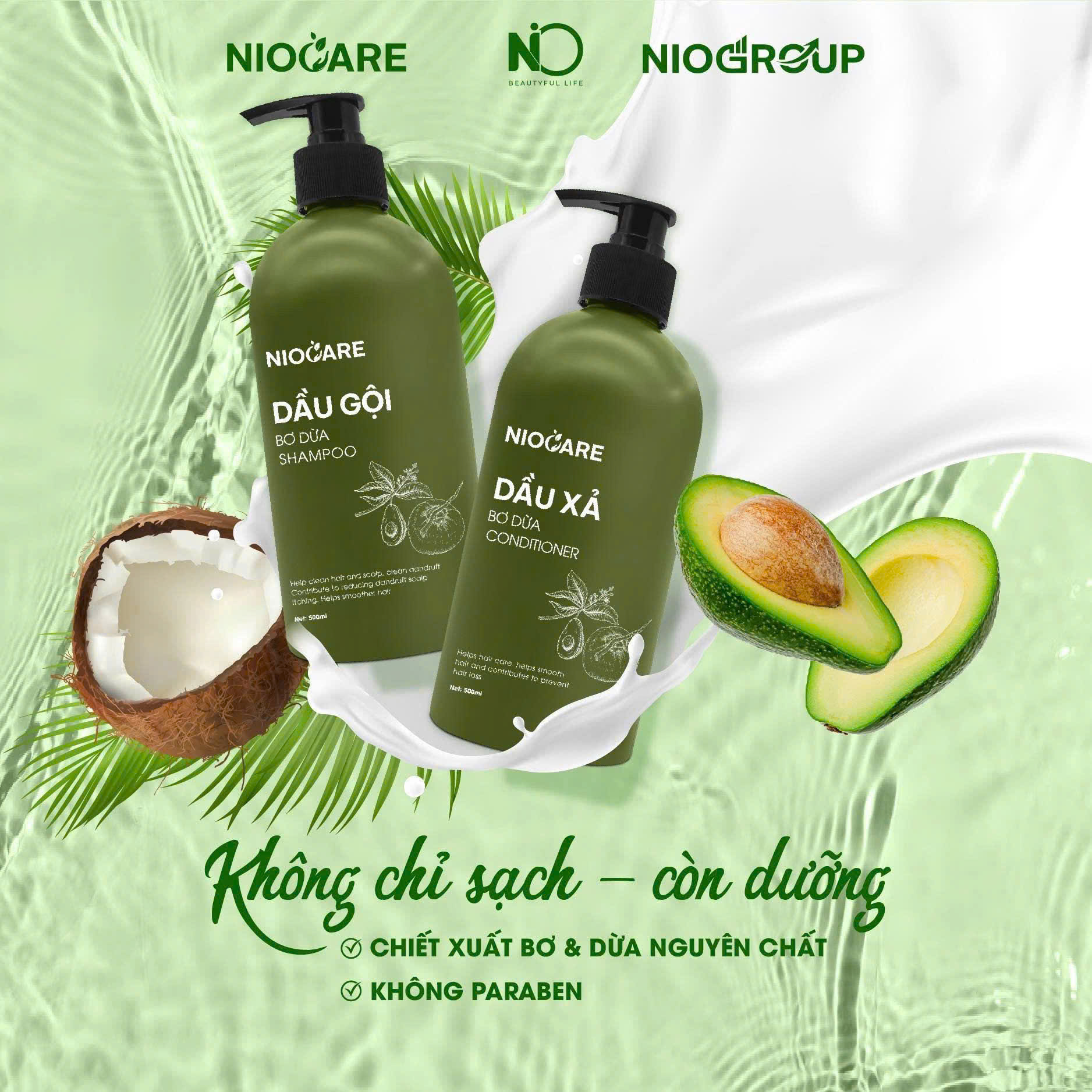 Dầu gội Nio Bơ dừa siêu mềm mượt
